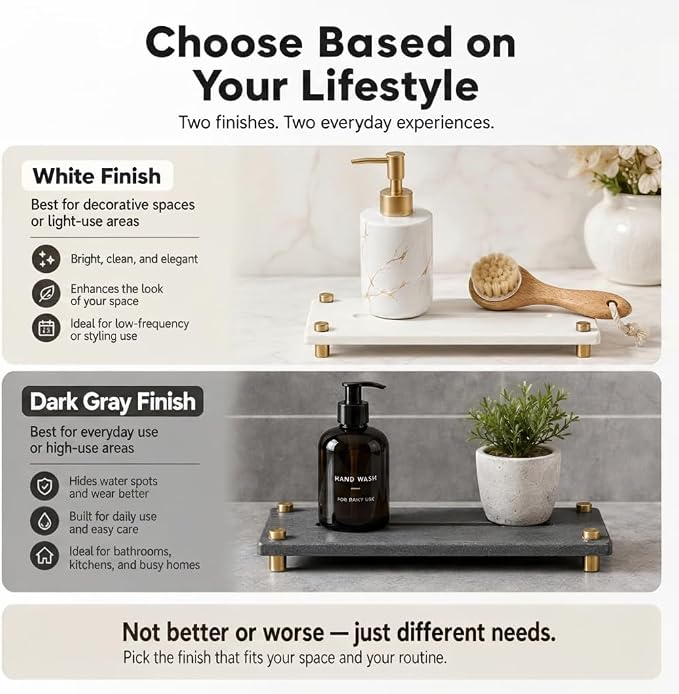 Razborci Water Absorbing Stone Sink Caddy Kitchen Sink Organizer Tray, Diatomite Bathroom Counter Tray, Gold Faucet Drying Mat Coaster Soap Dish Rack Riser Dispenser Sponge Holder, White 10" x 4"
