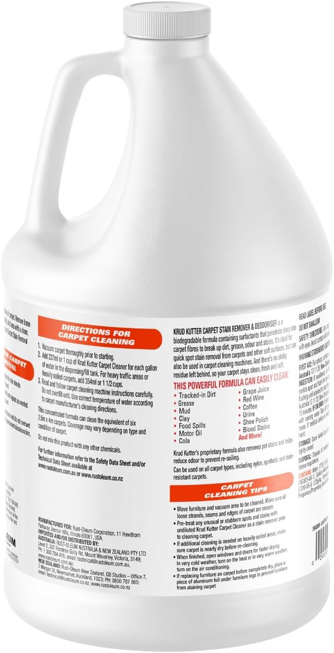 Krud Kutter CR012 Instant Carpet Cleaner/Stain Remover Plus Deodorizer, Gallon