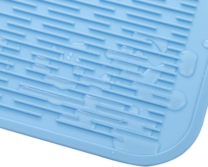 MicoYang Silicone Dish Drying Mat for Multiple Usage,Easy clean,Eco-friendly,Heat-resistant Silicone Mat for Kitchen Counter or Sink,Refrigerator or Drawer Liner Light Blue 2XL 24 inches x 18 inches