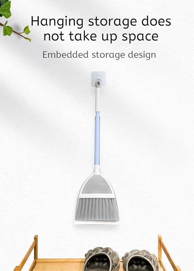 Small Broom and Dustpan Set, Household Mini Broom and Dustpan Set, Mini Broom and Cleaning Set Suitable for Various Small Areas (White)
