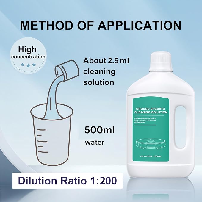 Floor Cleaning Solution Original Scent Compatible with Dreame Cleaning Solution, Residue & Streak Free, Suitable for All Robot Vacuum Cleaners and Wireless Wet Dry Dual-Use Vacuum Cleaners