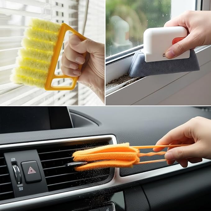 5 Pack Window Blind Cleaner Kit, Washable Microfiber Blind Cleaning Tool with Air Vent Cleaner, Window Track Cleaning Brush, Dust Cleaner for Window Blinds, Air Vents, Tracks & Fans