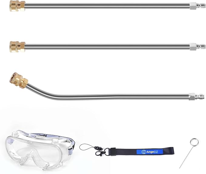 Undercarriage Pressure Washer Attachment, 16" Water Broom, Power Washer Accessories with 4 Nozzles, 3 Extension Wands, QC Anti-Fog Goggles, 4000PSI