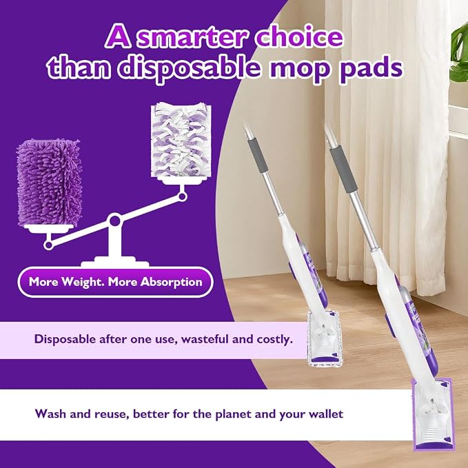 UNIMADE Reusable Mop Pads for Swiffer PowerMop, 8 Pack Microfiber Pad | Refill with Scrubber Strips for 13''-15'' SprayMop, Washable Mop Pads for Most Floor Types, Designed for Pets - Multicolor
