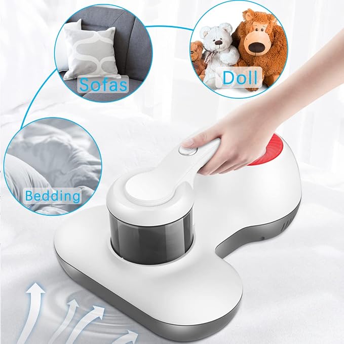 Hersven Mattress Vacuum Cleaner, Handheld UV Bed Vacuum Cleaner 16KPa & 12800 Vibrations Per/Min Upgraded Effectively Clean Up Bed, Pillows, Cloth Sofas, Carpets and Ther Fabric Surfaces