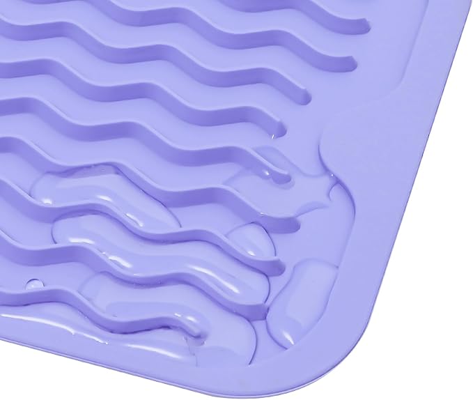 MicoYang Silicone Dish Drying Mat for Multiple Usage,Easy clean,Eco-friendly,Heat-resistant Silicone Mat for Kitchen Counter,Sink,Bar,Bottle,or Cup Light Purple M 17 inches x 6 inches