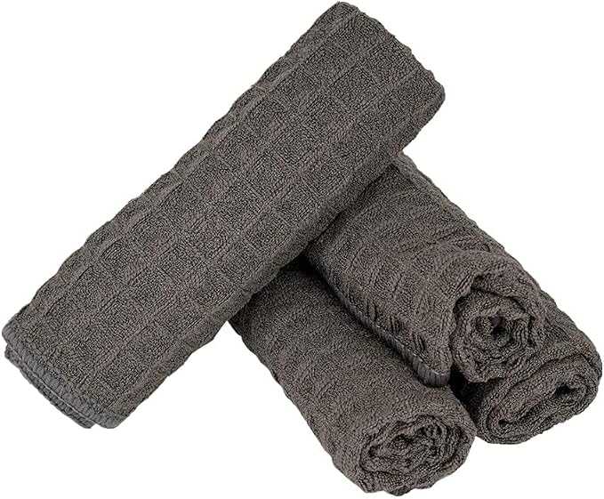 watchget 4 Pack Microfiber Espresso Barista Cleaning Towels, Dark Grey | Professional 12"x12" Lint-free Rags; Highly Absorbent Cleaning Towels for Espresso Steam Wands & Coffee Bar Counters