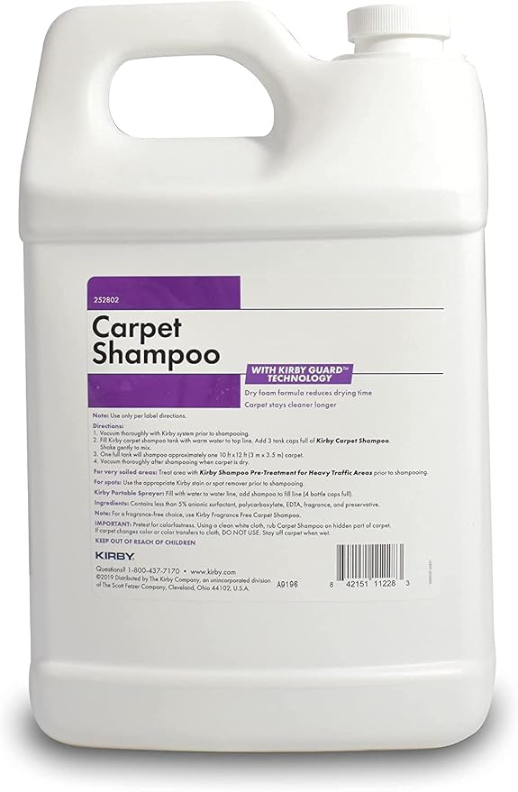 Kirby Carpet Shampoo – 1 Gallon (Pack of 4) | Deep Cleaning Solution for Carpets & Rugs, Lavender Scent, Residue-Free Formula