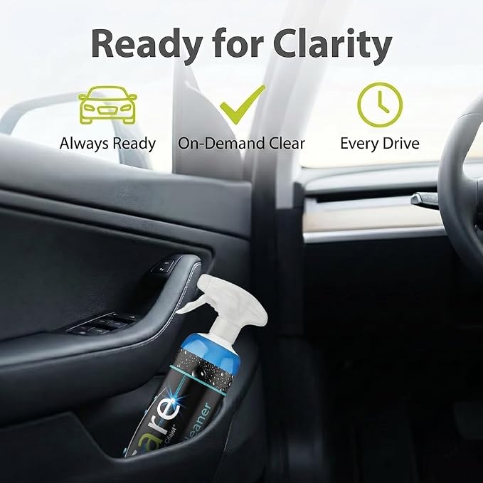 Care Glass Cleaner Spray, Streak-Free Car Window Cleaner for Windshields, Mirrors & Tinted Glass, Professional Window Cleaning Kit, Car Essentials, 16 oz