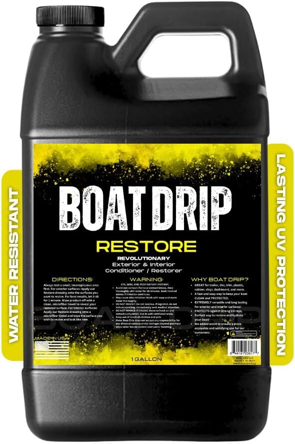 Restore -Interior & Exterior Boat Cleaner with UV Protection- Restores, & Protects Trim, Vinyl, Plastic, Dashboard, & Seats - Water-Resistant, Made in USA