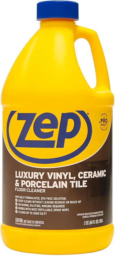 Zep Luxury Vinyl, Ceramic and Porcelain Floor Cleaner - 64 oz. ZULVCP64 Safe for Grout, Pro Formula