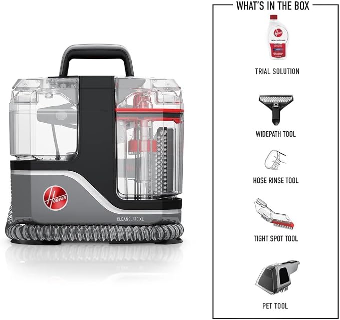 Hoover CleanSlate XL Deep Cleaning Carpet + Upholstery Spot Cleaner Machine | Includes Specialized Tools, Permanent Stain Remover, Pair with Hoover Portable Spot Cleaner Solution