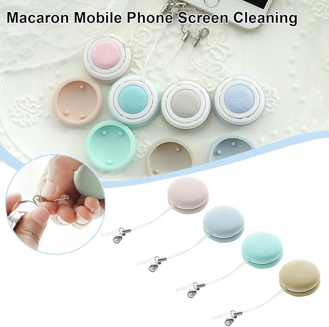 4PCS Macaron Screen Cleaner Set - Phone Wipe & Cleaning Ball Combo