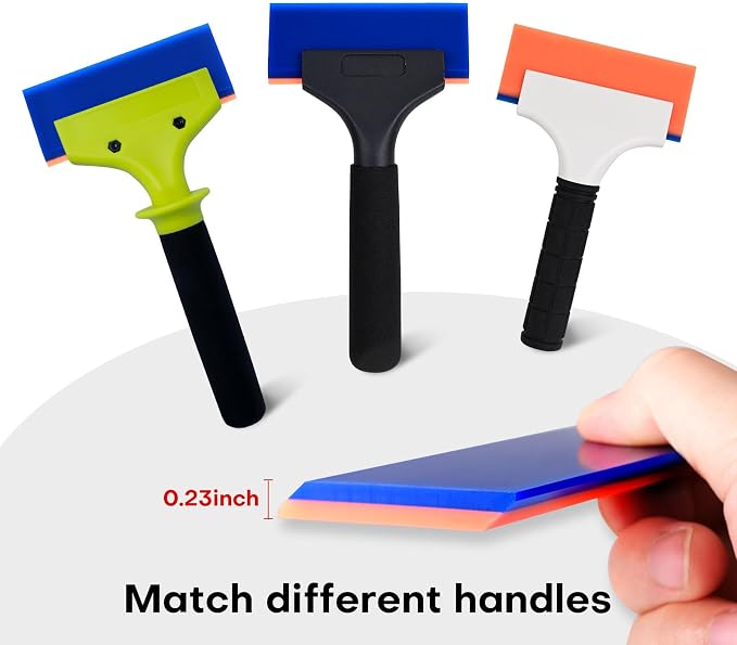 NEWISHTOOL 2 Pack Rubber Squeegee (5-Inch Replacement Blade, No Handle) | Window Tint Squeegee for Water Removal, Windshield Rear Back Glass Cleaning, PPF Installing and Window Film Application