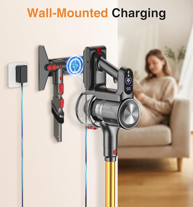 Natrogix Cordless Vacuum Cleaner, Stick Vacuum Cordless Lightweight, 45Mins Runtime, 3 Suction Modes, Smart Display, Wall-Mounted Charging, Vacuum Cleaners for Home Pet Hair, Carpet, Hardwood Floor