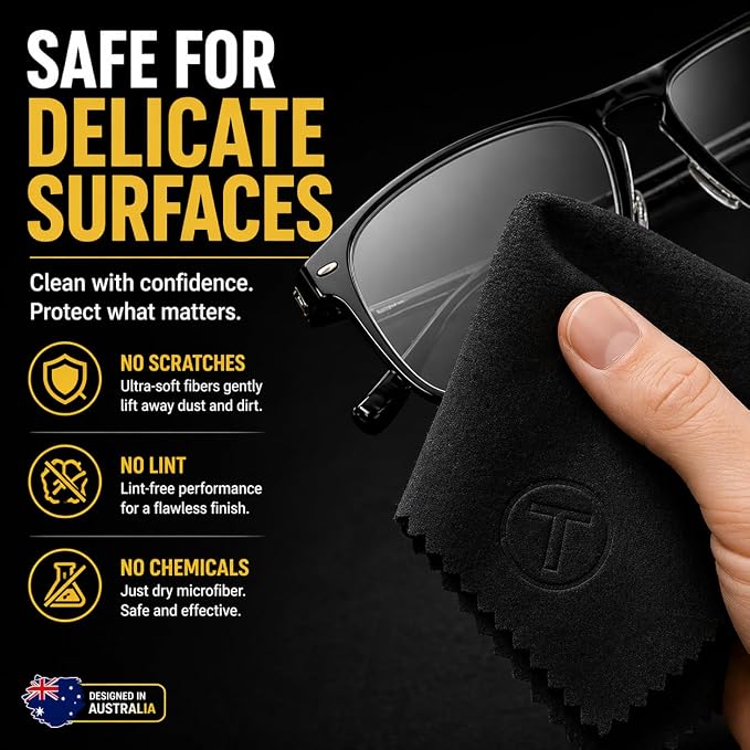 Microfiber Cleaning Cloth, 2 Pack + Velvet Pouch, 6"x7",230 GSM Thick Lens Cleaner for Glasses, Camera & Screens, Ultra Soft, Streak-Free, Lint-Free, Scratch-Safe- Vibrant Series
