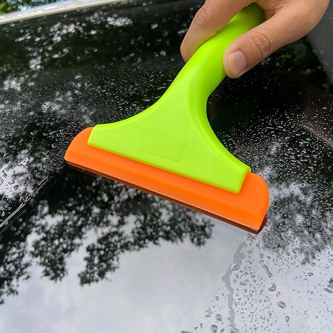 Super Flexible Silicone Squeegee, Auto Water Blade, Water Wiper, Shower Squeegee, 5.9'' Blade and 7.5'' Long Handle, for Car Windshield, Window, Mirror, Glass Door