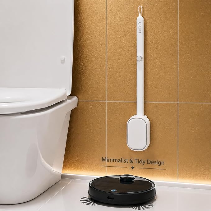 CiLoN 30 Pack Auto-Open Lid Disposable Toilet Bowl Brush & Holder System | Wall-Mounted Disposable Toilet Cleaning Set For Touch-Free Space-Saving Hygienic Modern Bathrooms (Starter Kit + 30 Sponge)