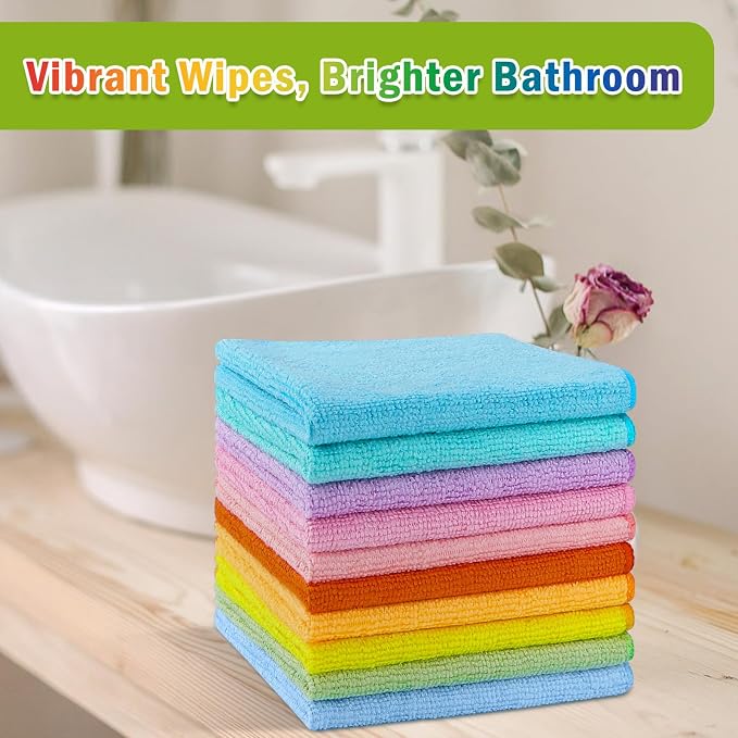 AIDEA Microfiber Cleaning Cloth, 50PK, Cleaning Rags, 11.5"×11.5" | Lint Free Cloth, Microfiber Towels for Cars, Kitchen Cloth, Dusting Cloth for Home, Window, Cleaning Supplies