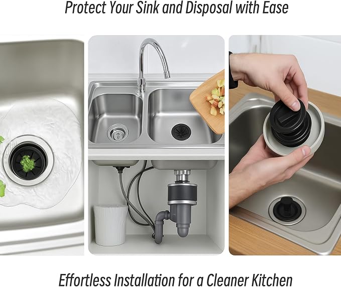3 Pcs Garbage Disposal Splash Guard Set – Includes 2 Rubber Sink Splash Guards & 1 Disposal Cover – 3-Inch Universal Fit for Waste King, Whirlaway, GE, Sinkmaster, and Other Standard Models