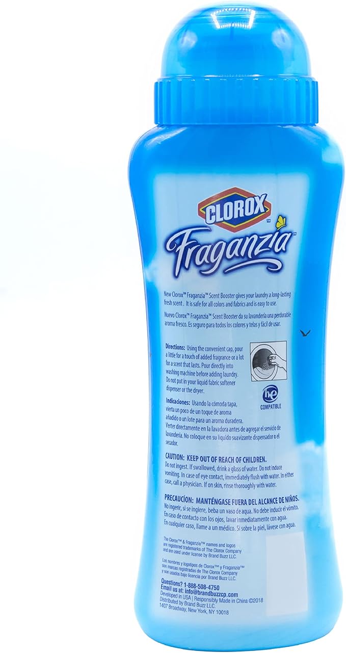 Clorox Fraganzia Laundry Scent Booster Crystals, In-Wash Fragrance Beads for Fresh-Smelling Clothes & Linens, Safe for All Fabrics & Colors, Easy-Pour Bottle, Morning Sky Scent, 18 Oz, 2 Pack