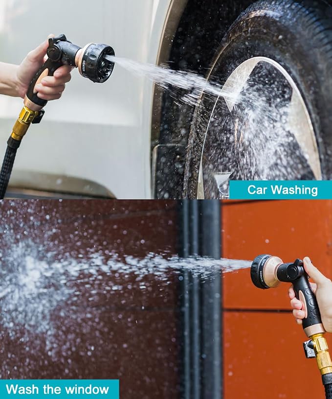 ESOW Garden Hose Nozzle 100% Heavy Duty, Metal Water Hose Nozzle with 7 Spray Patterns, Thumb Control All for Watering Plant & Lawn, Washing Car & Pet