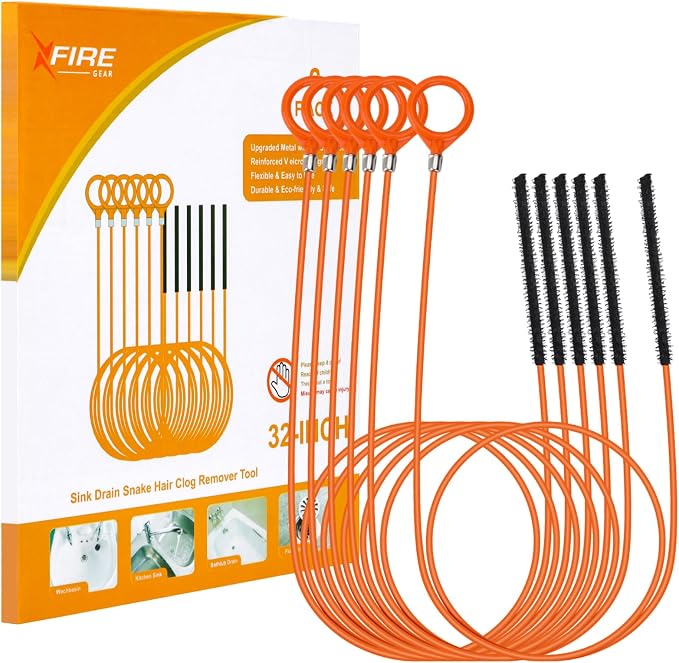 32 Inch Anti-Break Metal Snake Drain Hair Removal Tool (6PCS) | Nylon Coating Sink Snake, Drain Cleaner Hair Catcher Remover for Shower, Bathroom Sink Tub