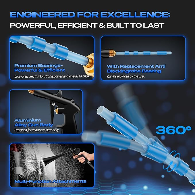 Car Cleaning Gun Detailing Interior Dryer Air Blow Gun, High Pressure Blower Gun, Car Detailing Kit Interior Cleaner, Car Detailing Tools for Car Quickly Blasts Dirt and Dust Works with Air