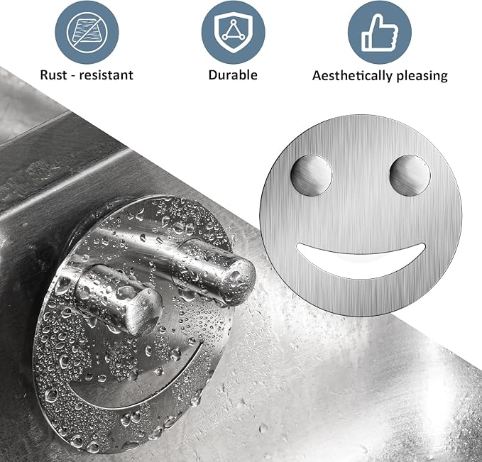 Yoshiky 3 Pack Stainless Steel Smiley Face Dish Sponge Holder, Silver Sink Caddy Organizer Storage with Suction Cup for Kitchen, Kitchen Accessories Decor Scrubber-Silver