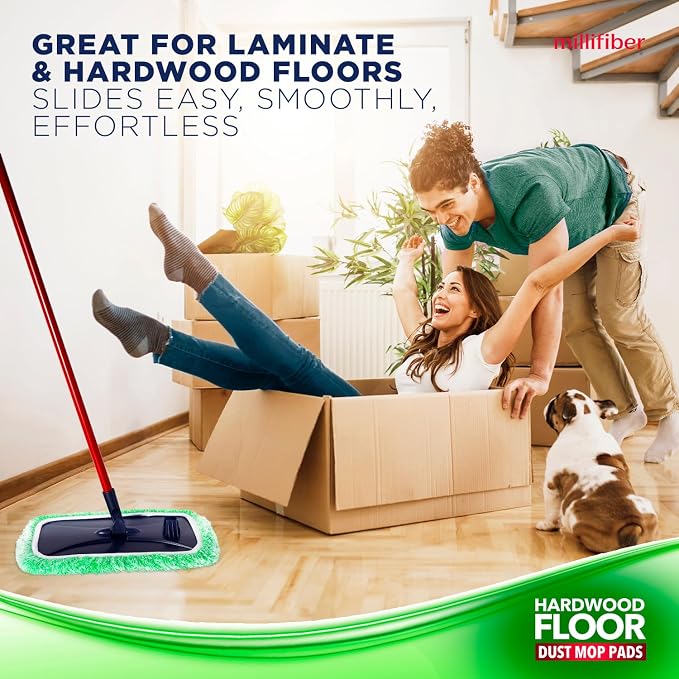 Millifiber Floor Duster Refills 15x8 Inches, 3-Pack (Mop Not Included) | Reusable microfiber duster covers, replacement heads, hair & dust mopping cloths