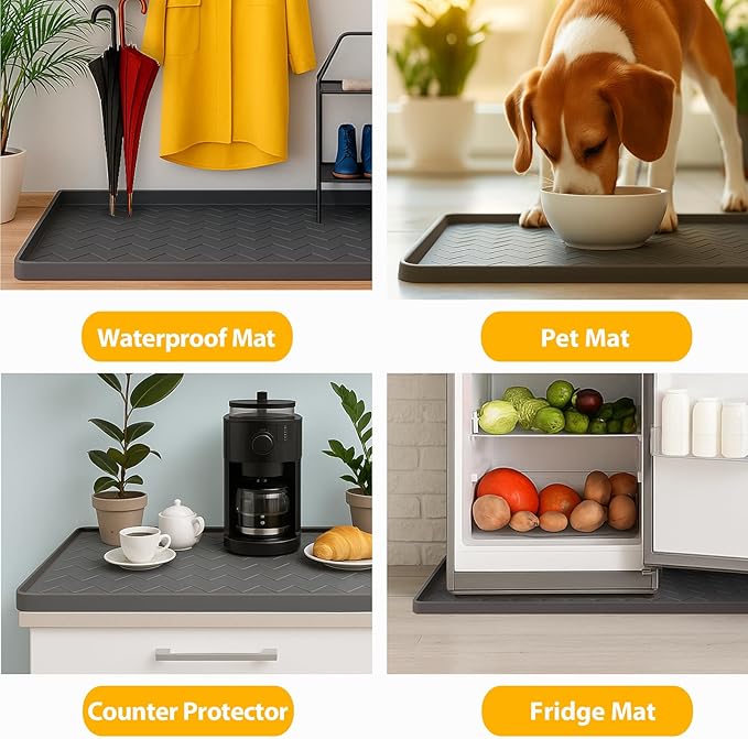 TigeJoy 25" x 19" Under Sink Mats for Kitchen Waterproof, Leak-Proof Silicone Mat Sink Protector and Cabinet Liner, Kitchen Essentials Organizer and Storage, Boot or Shoe Tray, Pet Feeding Mat