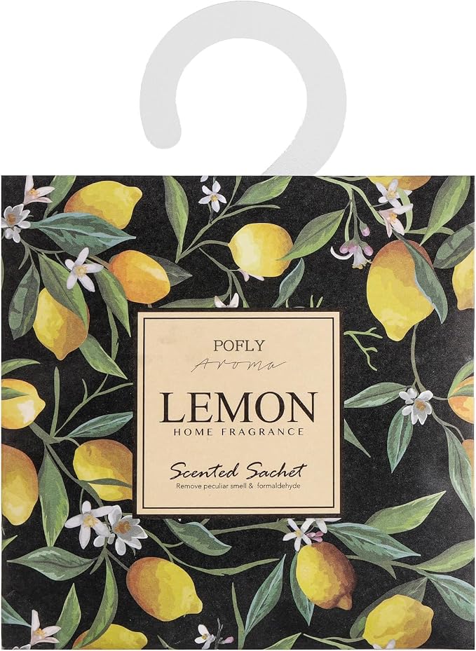 12 Pack Lemon Scented Sachets, Air Freshener for Home & Small Spaces | Hanging Sachet Bags with Retractable Hook; Closet Deodorizer & Odor Eliminator for Drawers, Shoe Cabinets, Cars & Luggage