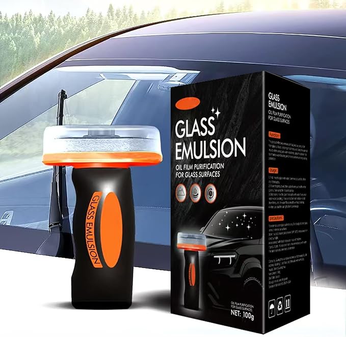 2PCS Glass Oil Film Remover, Roll-On Glass Compound with Cleaning Board, Glass Emulsion Cleaner, Car Oil Film Cleaner, Universal Oil Film Remover for Car Windshields and Windows 100ml
