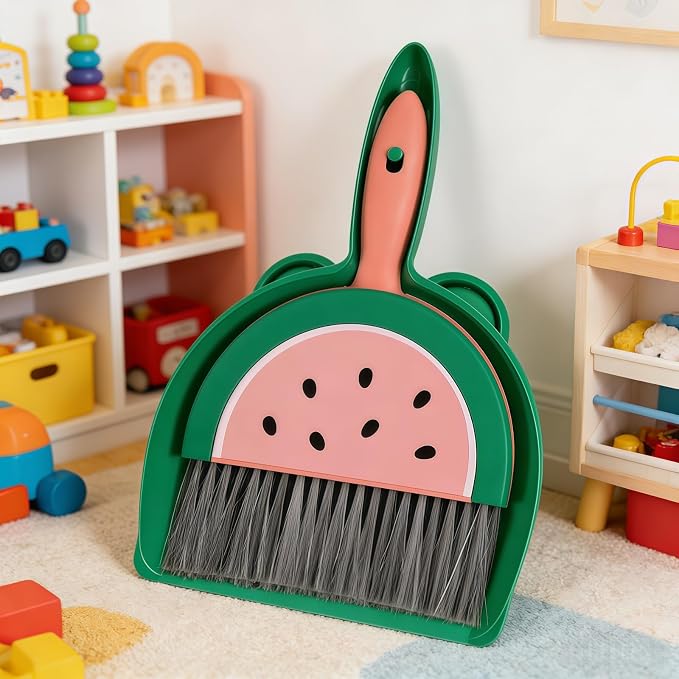 1Pcs Small Broom and Dustpan Set Cute Little Yellow Green Hand Mini Broom and Dustpan Set for Home Sofas Kitchen Countertops Storage Shelves Bathrooms Pet Areas