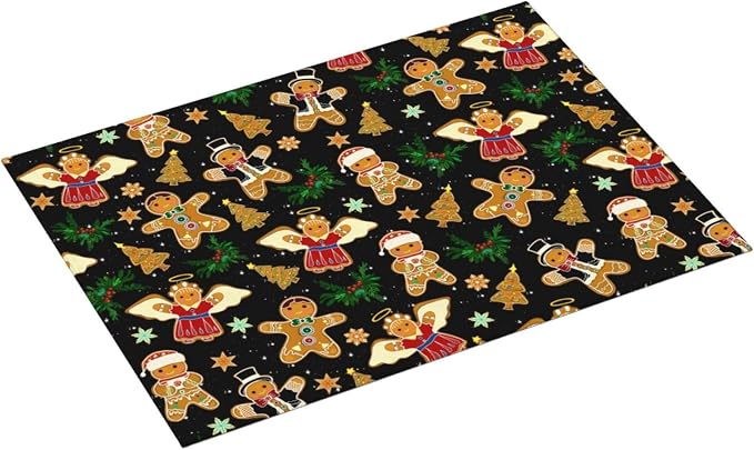 Christmas Gingerbread Dish Drying Mat for Kitchen Counter Cute Kitchen Christmas Dish Mat Microfiber Kitchen Countertop Absorbent Reversible Drainer Rack Pad