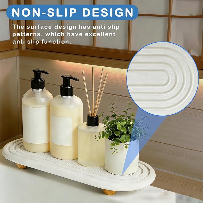 Instant Dry Sink Tray, Anti-Slip Stone Sink Caddy, Durable Kitchen Sink Organizer, Quick Dry Water Absorbing Stone Tray for Bathroom Counter, Stone Soap Tray