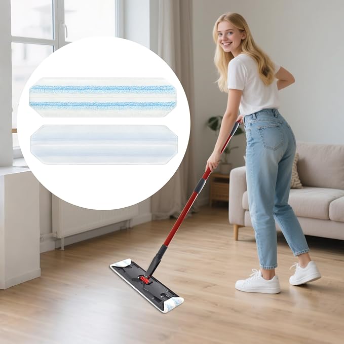 Mop Pads Replacements Compatible with O Cedar H2prO Flat Mop System Microfiber Mop Replacement Heads for O-Cedar/Vileda H2prO Flat Floor Mop, Washable & Reusable Pad Refills for Deep Cleaning, 4 Pack