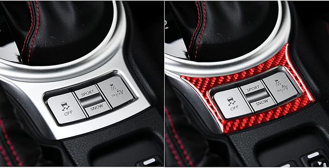 Car Red Accessories Drive Mode Select Button Decals Compatible with Subaru BRZ/Scion FR-S/Toyota 86 2016 2017 2018 2019 2020 Real Carbon Fiber Trim Stickers