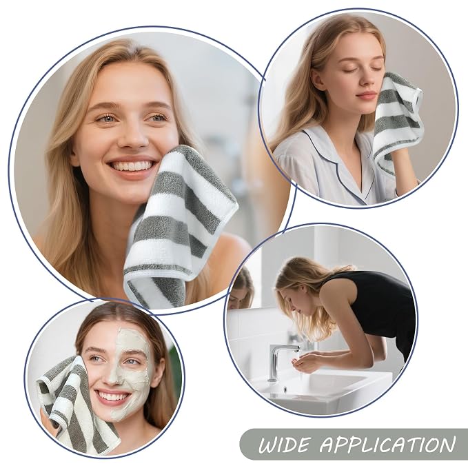SINLAND Microfiber Facial Cloths Fast Drying Washcloth 12inch x 12inch Absorbent Face Wash Cloth Soft Makeup Remover Cloths