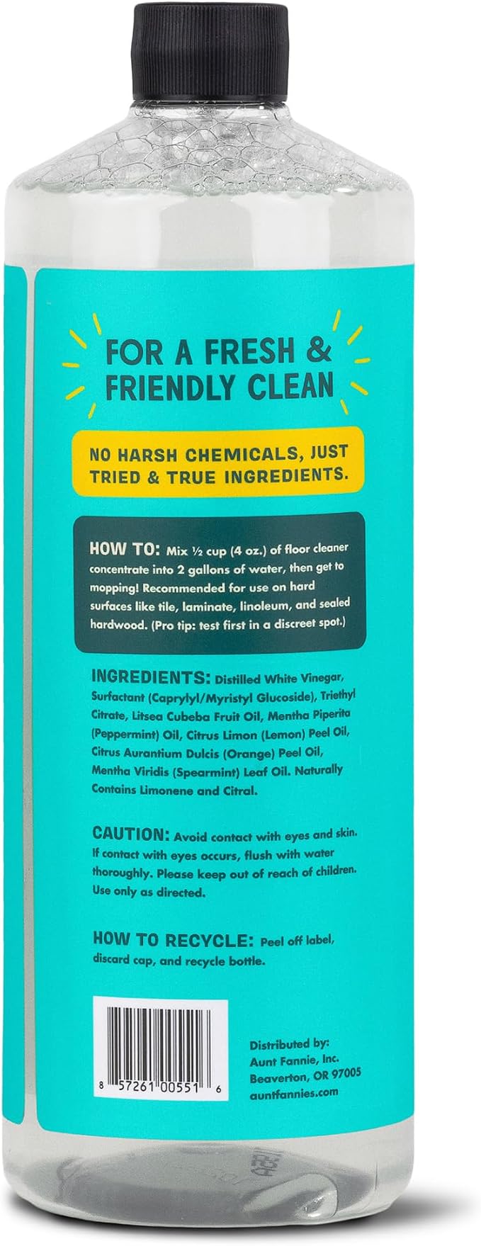 Aunt Fannie's Ultra Concentrated Floor Cleaner Vinegar Wash, Multi-Surface Solution For Mopping, Makes 16 Gallons, Bright Lemon Scent, 32 oz. (Pack of 6)