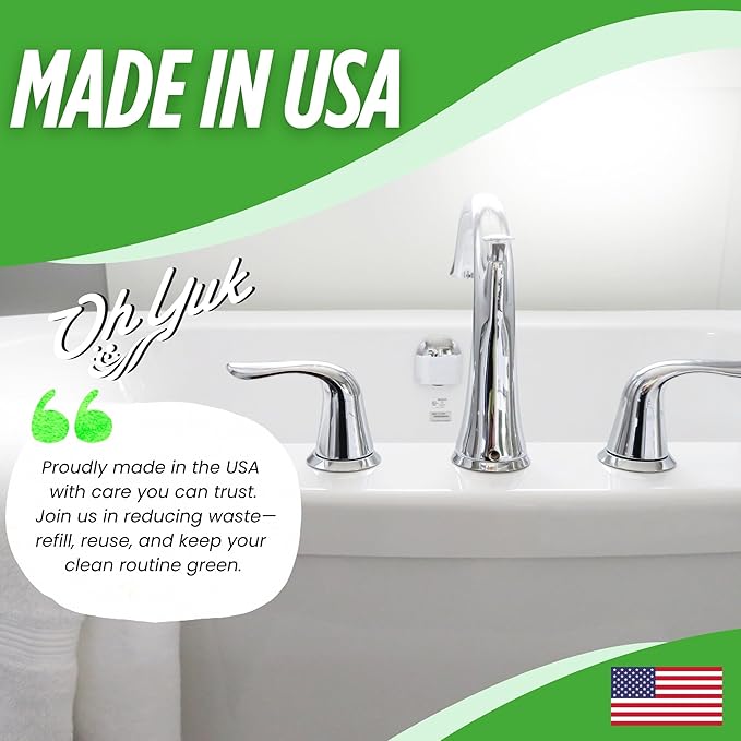 Oh Yuk Tub and Tile Cleaner – Concentrate Refill Makes 4 Bottles | Dissolves Soap Scum and Grime | Use on Tubs, Tile, and Shower Walls | Biodegradable, Vegan, Cruelty-Free | Made in USA