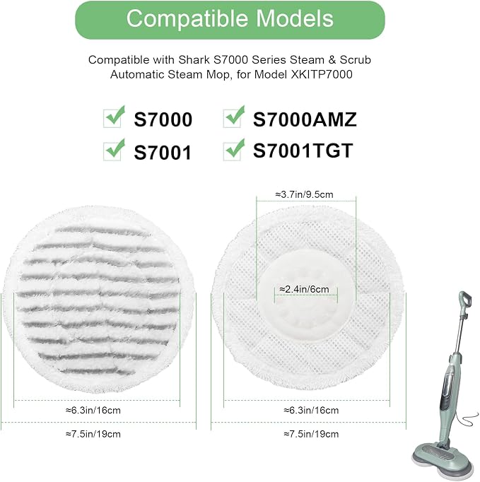 S8201 Steam Mop Pads Replacement for Shark S8201 S8001 S7001 S7201 S7000AMZ S7000 S7005 S7020 S7001C Steam Mop Steam & Scrub Dirt Grip Scrub Washable Pad