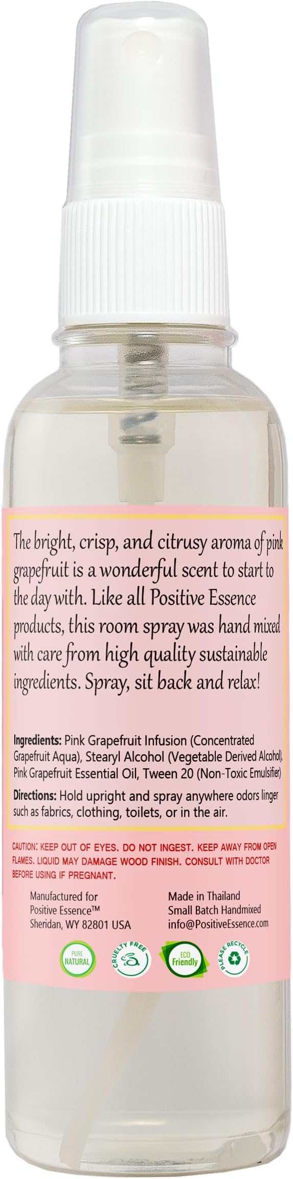 Pink Grapefruit Linen and Room Spray, Citrus Home Fragrance, 4 fl oz | Bright citrus aroma, juicy sweet and lightly tart notes, suitable for fabrics and bathrooms, small-batch made in Thailand