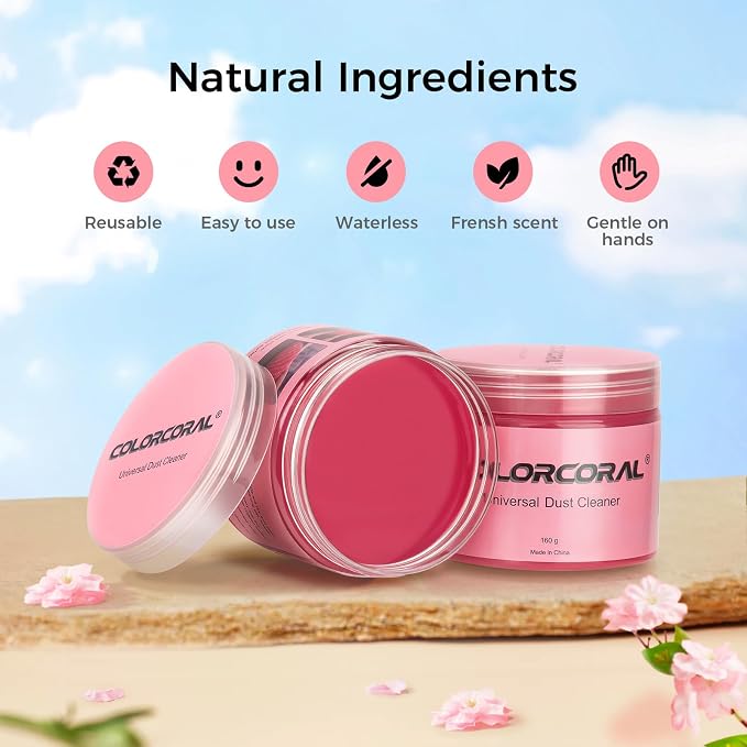 ColorCoral Cleaning Gel for Car Universal Gel Cleaner Auto Detailing Car Vent Keyboard Cleaning Putty Car Interior Cleaner Dashboard Dust Remover Putty Auto Duster Cleaning Kit 160G - Rose Red | Cleaning Putty Detailing Car slime Vent Keyboard Car Inte...