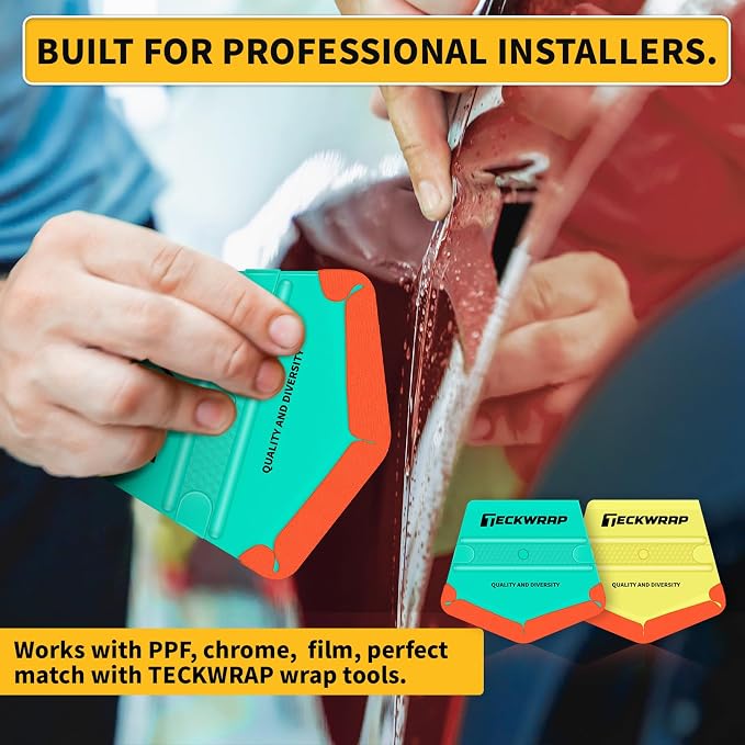 TECKWRAP Felt Squeegee for Vinyl Wrap Window Tint, V-Shape, Soft/Med | Pro Car Wrap Tool Kit with 2 Hardness Levels Scratch-Free Tool for PPF, Decal, Inkjet Sticker Paper & Wallpaper DIY Projects