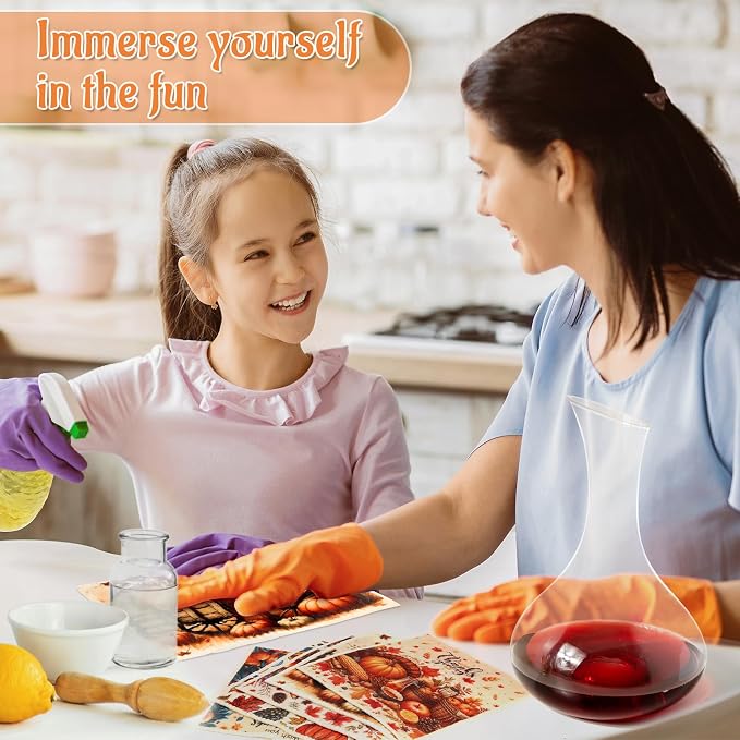 Lucomb 8 Pack Thanksgiving Swedish Dishcloths for Kitchen, Reusable Soft Kitchen Towels Dish Cloths Set Absorbent Sponge Cleaning Washable Quick Drying Bar Hand Washing