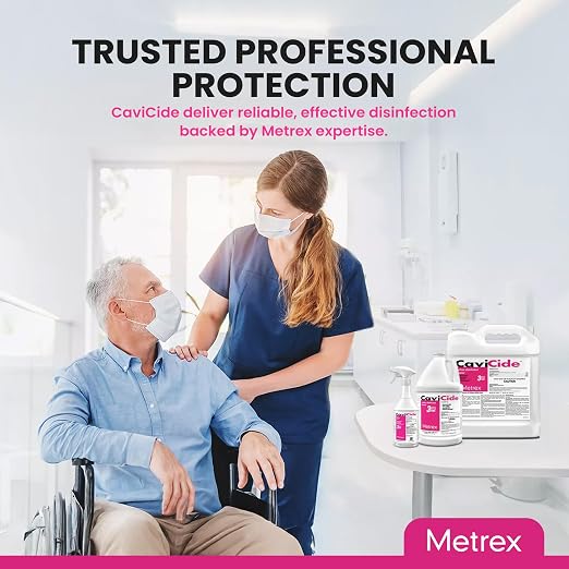 Metrex CaviCide Germicidal Surface Disinfectant Cleaner – EPA-Registered Quaternary Ammonium – Kills Flu Virus, Bacteria & Fungi – Hospital-Grade for Medical, Dental & Lab – 1 Gallon, Pack of 4 (Case)