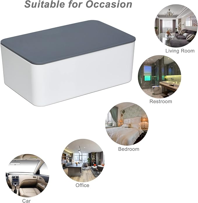Diaper Wipes Dispenser, Tissue Storage Box Case (Gray-White) | Refillable Baby Wipe Container, Keeps Wipes Clean, Wet Wipe Dispenser Holder with Lid for Home, Office, Cars
