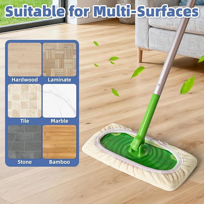 3 Pack Reusable Double-Sided Mopping Pads Compatible with Swiffer Sweeper Mop, Washable Wet & Dry Mopping Sweeping Cloth for Multi-Surface Cleaning, Dual-Sided Pad Refills (Not Include MOP)