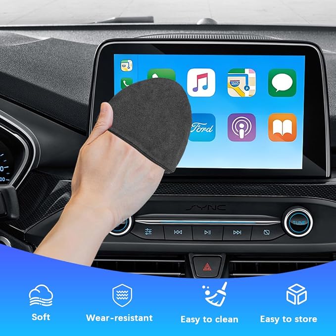 Car Screen Cleaner, Microfiber Cloth Vehicle Touchscreen Cleaning Wipes, Foldable Automotive Interior Cleaning Pad Accessories for Dashboard LCD Display, Universal for Truck SUV RV (Triangle)